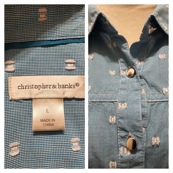 Christopher & Banks long sleeve blouse top denimish - Picture 5 of 5